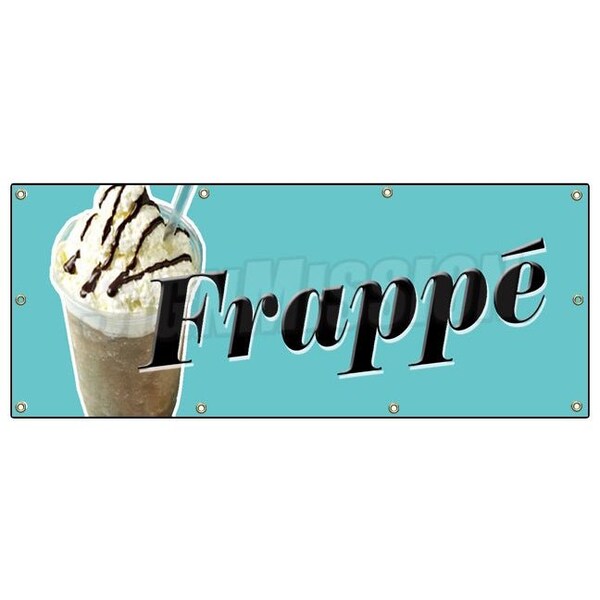 Signmission FRAPPE BANNER SIGN greek iced coffee cart cold signs drinks brewed B-96 Frappe - main